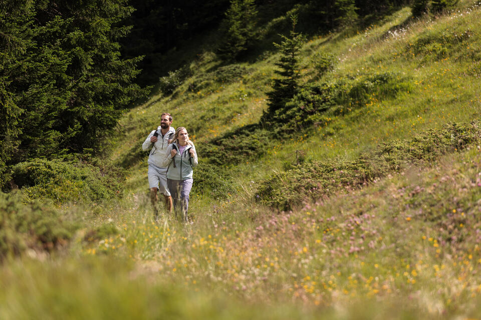 couple hiking in Switzerland