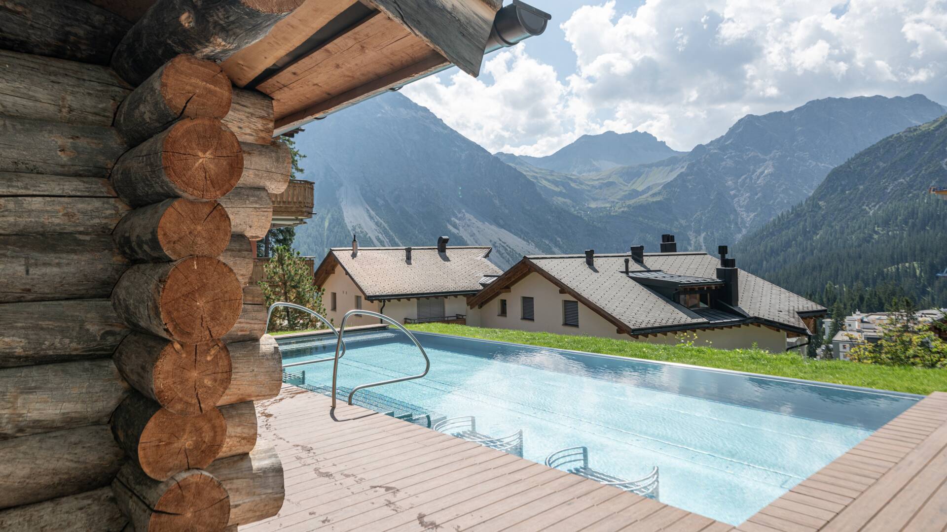 New outdoor pool with mountain view